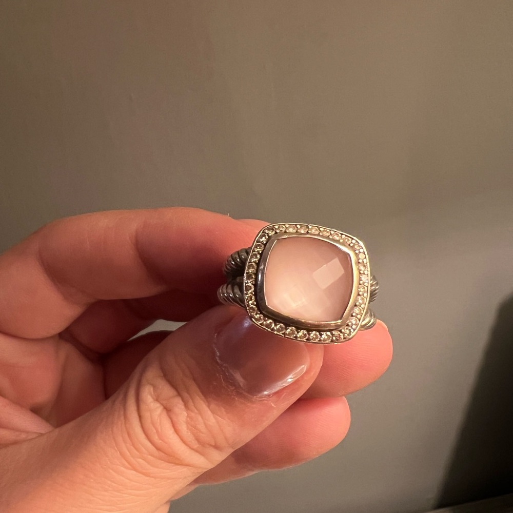 David Yurman Rose Quartz Albion Ring- Size 9